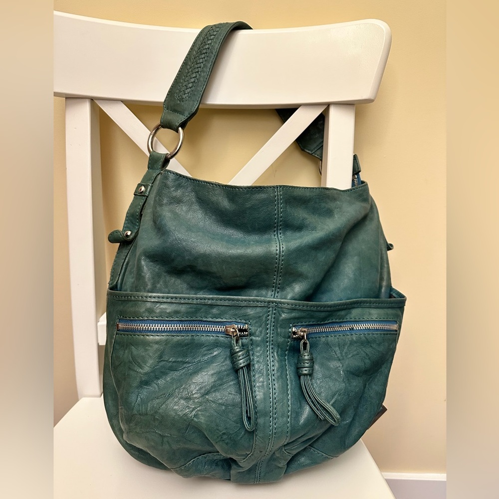 Retto green leather shoulder bag